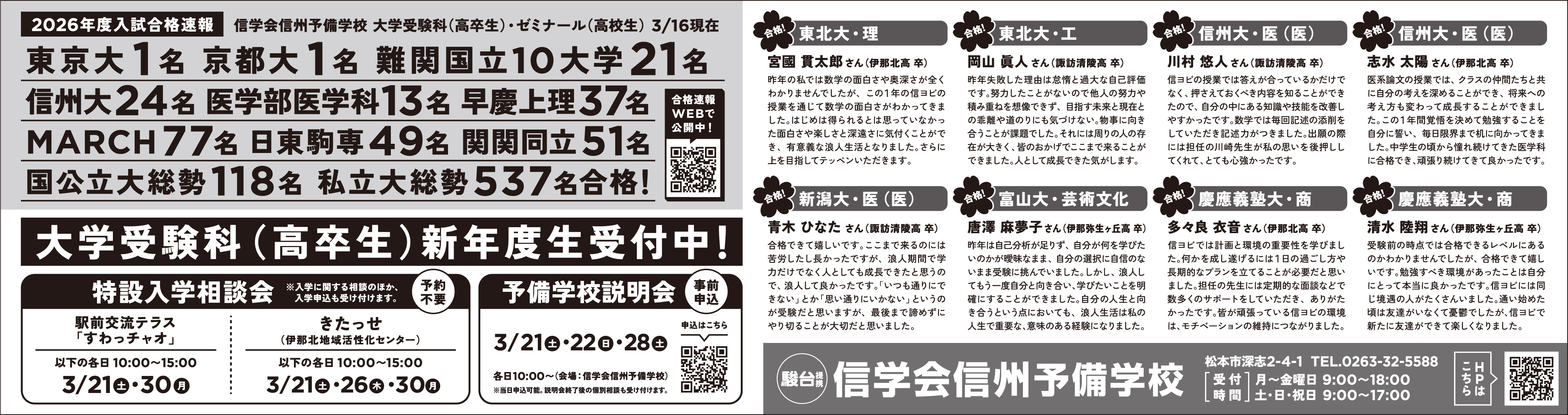 3月20日付 長野日報 TV面